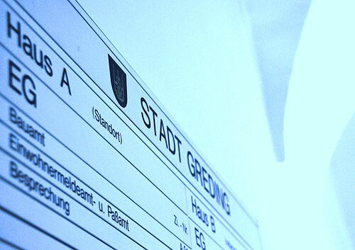 Sachgebiete Wegweiser des Rathauses in Greding